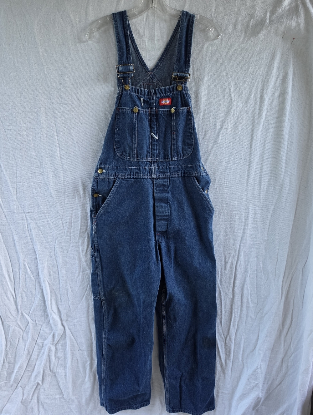 Vintage Dickies Dark Blue Denim Carpenter Overalls Bib Jeans 32x30 Workwear